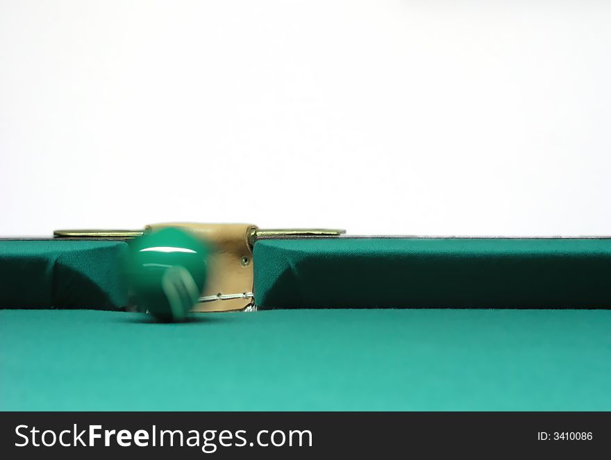 Snooker ball near side pocket isolated