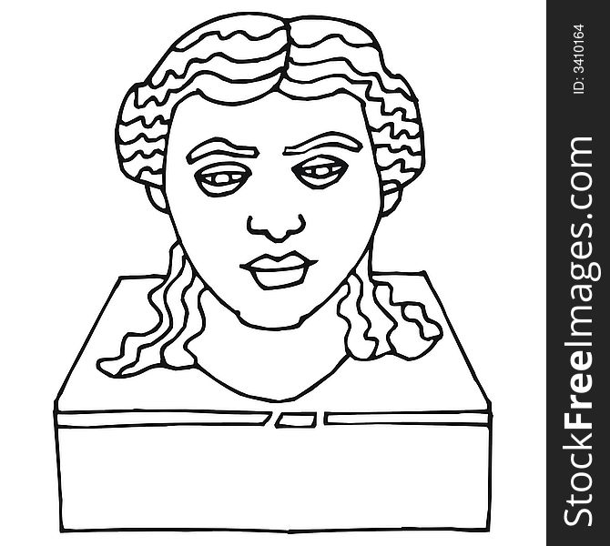 Art illustration in black and white: a bust