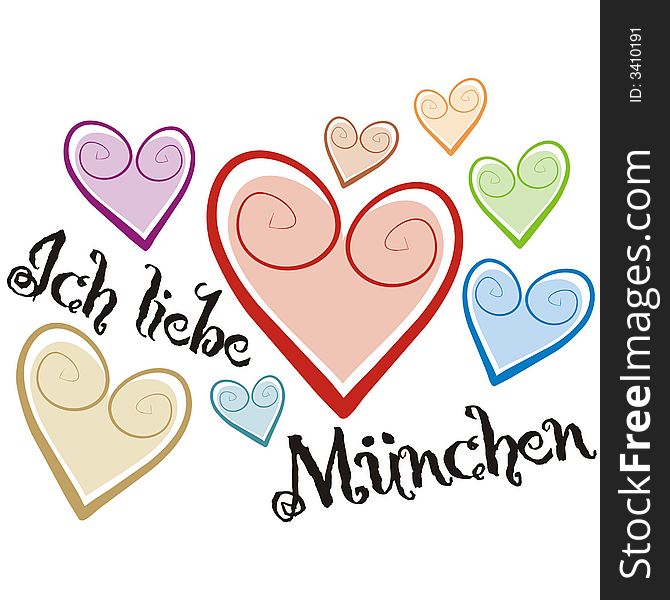 Art illustration: i love munich