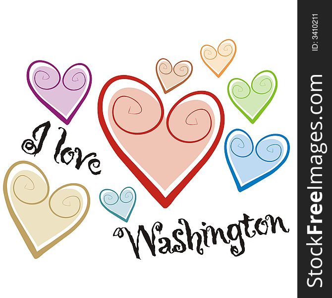 Art illustration: i love washington