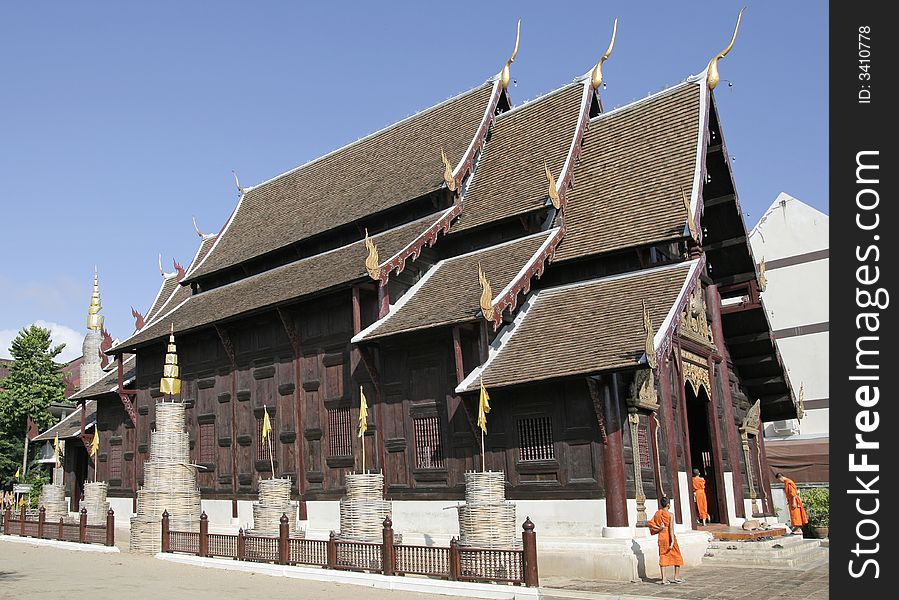 Teak temple  lanna chang mai thailand