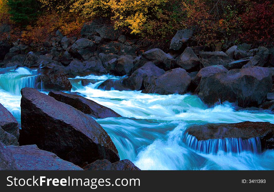 North fork of the Payette River in central Idaho autumn. North fork of the Payette River in central Idaho autumn