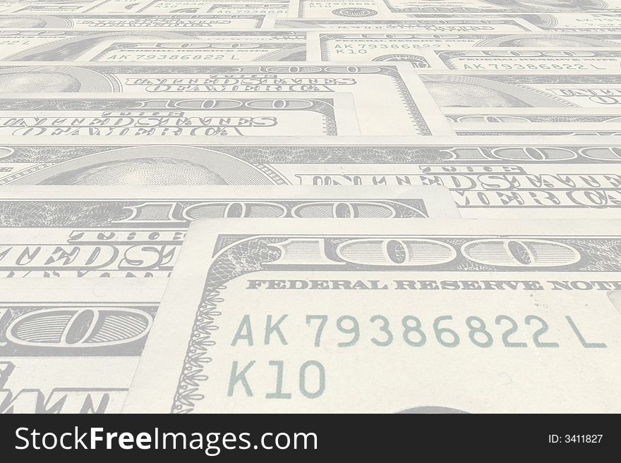 One hundred dollars banknote background. One hundred dollars banknote background