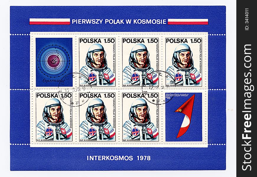 Old Poland cancelled Postage Stamps from collection devoted to conquest of Space. Old Poland cancelled Postage Stamps from collection devoted to conquest of Space