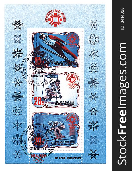 DPR Korea cancelled Postage Stamps from collection devoted to XIV Olympic Games. DPR Korea cancelled Postage Stamps from collection devoted to XIV Olympic Games