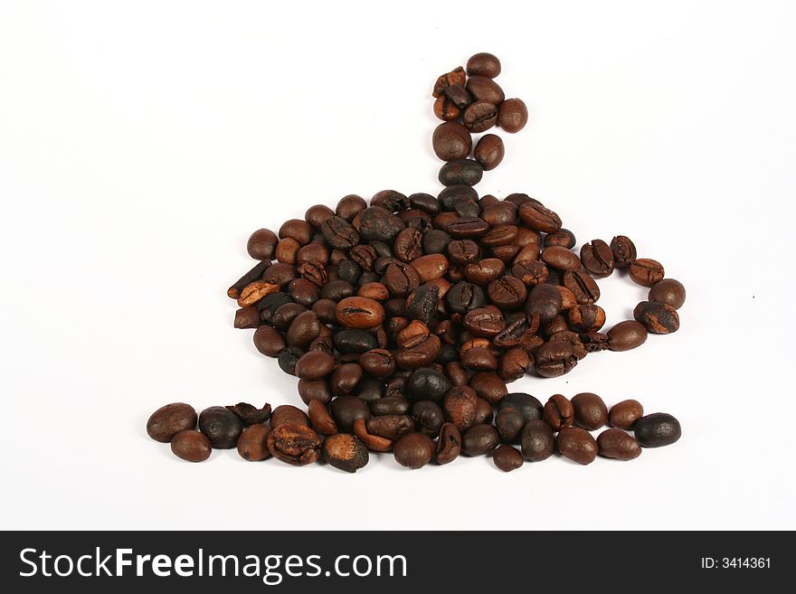 Cup of coffee drink, energy, flavor, foam, fresh, grain, grind, hot, isolated, mocha, morning, natural, refreshment,