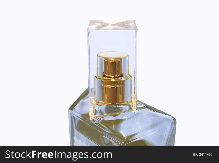 Bottle of perfume isolated on the white.