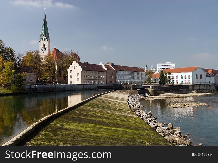 River Iller in Kempten, Southern Bavaria, Germany. River Iller in Kempten, Southern Bavaria, Germany.