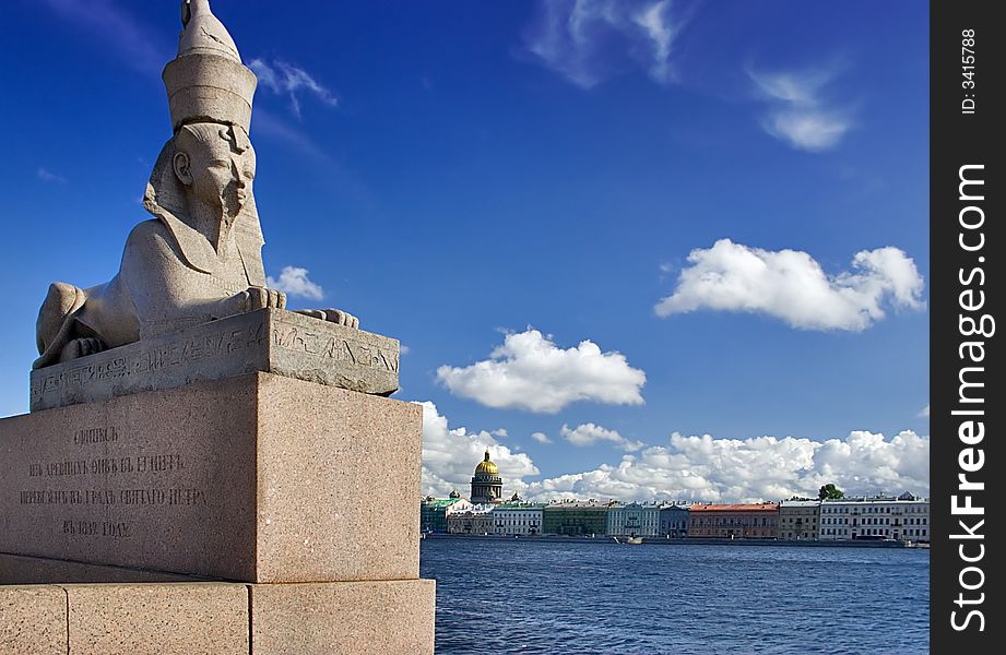 Stone sphinx statue in saint-peterburg