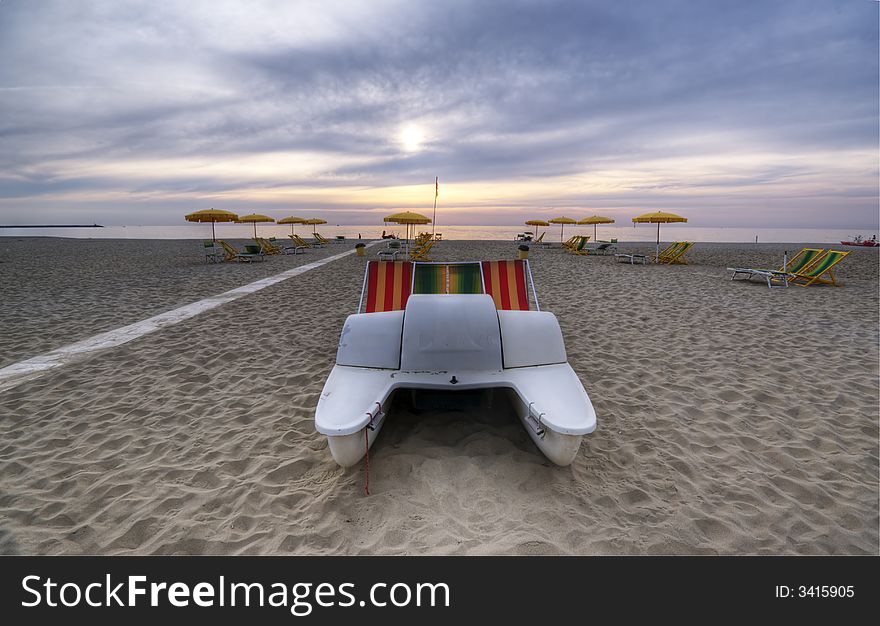 View of an ialian beach in autumn. also if summer is ending there is room for a day in the beach!!Viareggio, Italy