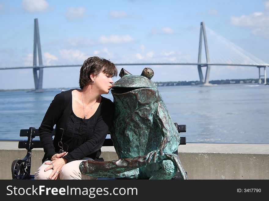 Photo shot of me kissing a frog statue outside an aquarium in South Carolina. Photo shot of me kissing a frog statue outside an aquarium in South Carolina