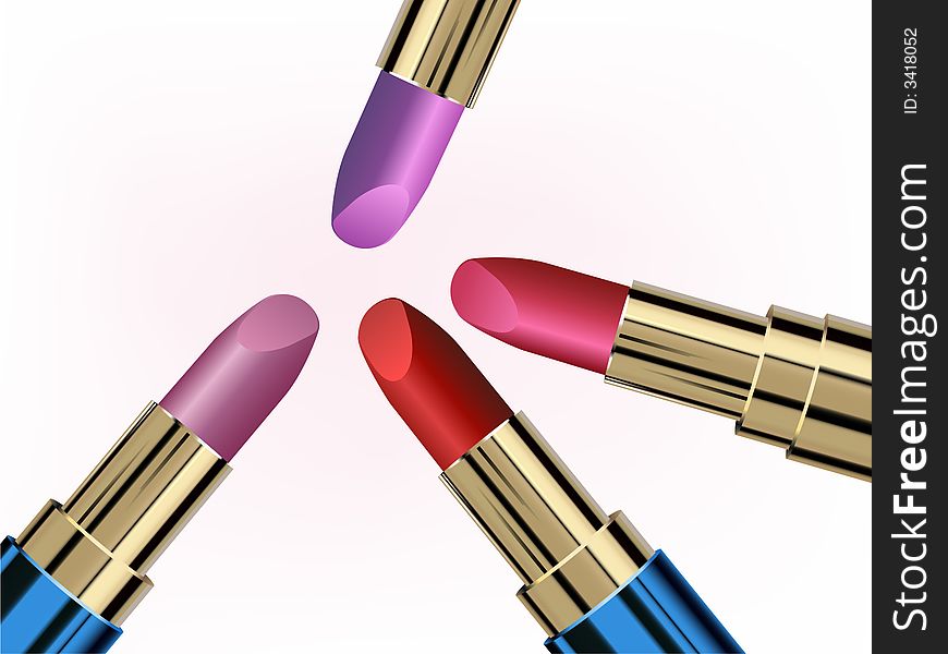 Illustration of different colors' lipsticks. Illustration of different colors' lipsticks.