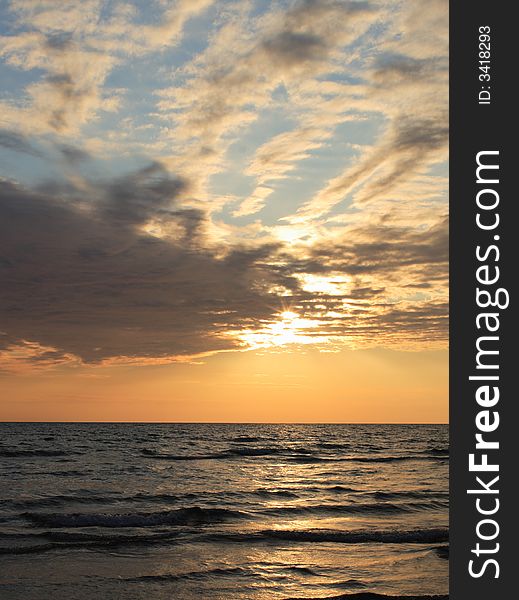 Sunset with cloud in Sauble beach