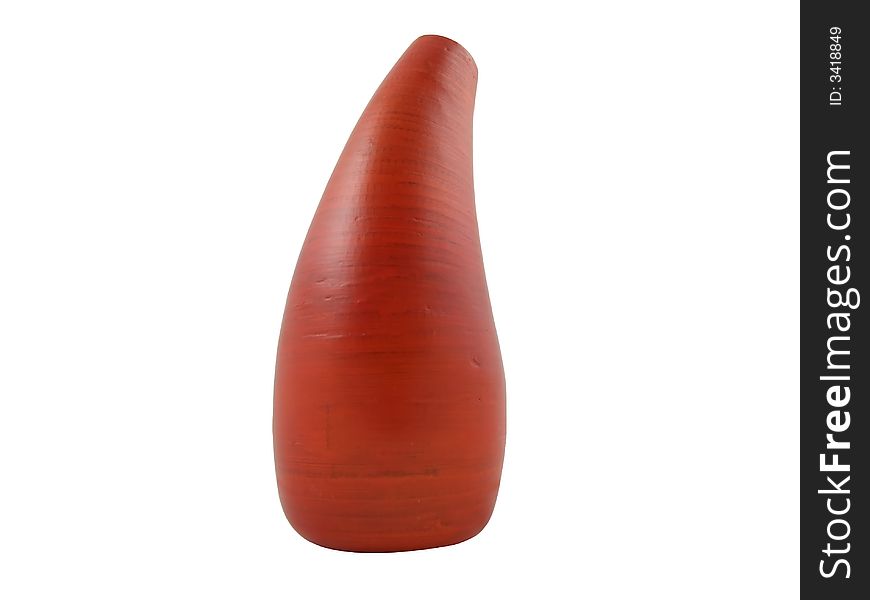 Red bamboo vase on isolated white background