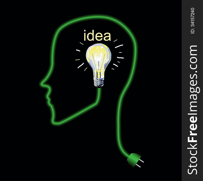 Brain head lightbulb man vector illustration