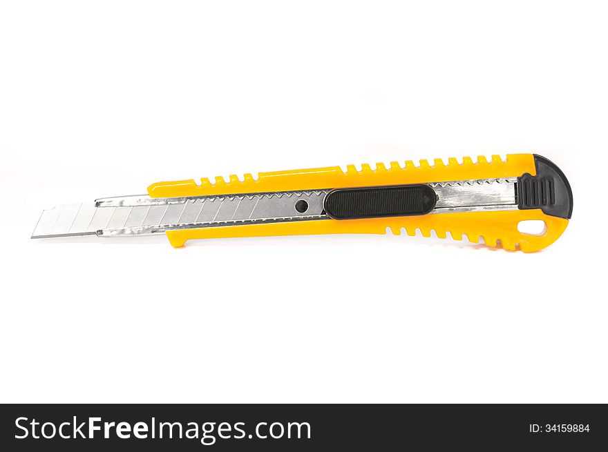 Orenge Box Cutter on white background