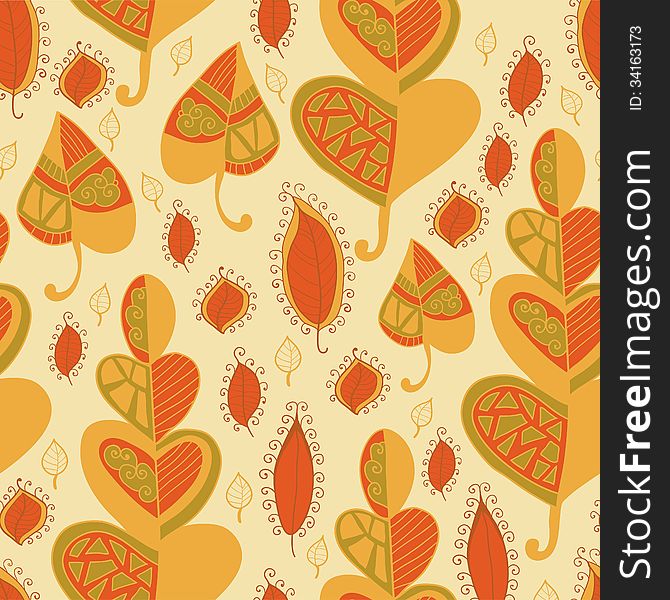 Leaf background. Autumn seamless pattern. Leaf background. Autumn seamless pattern