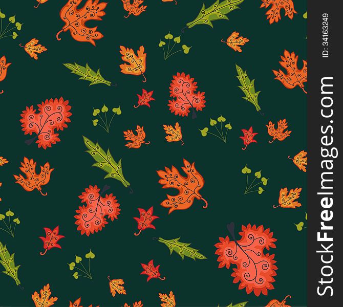 Autumn Seamless Background, Vector Illustration.