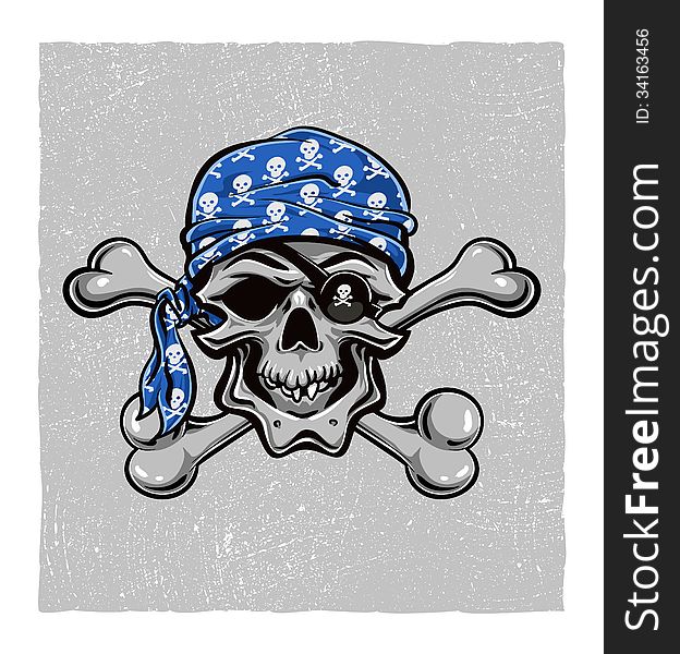 Pirate Skull. Hand Drawn. Vector Eps8