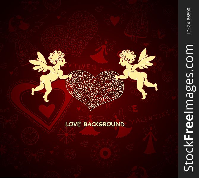 Romantic Love background with angel. Romantic Love background with angel