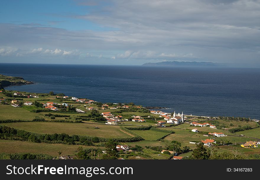 View On A Green Landscape Of Azores