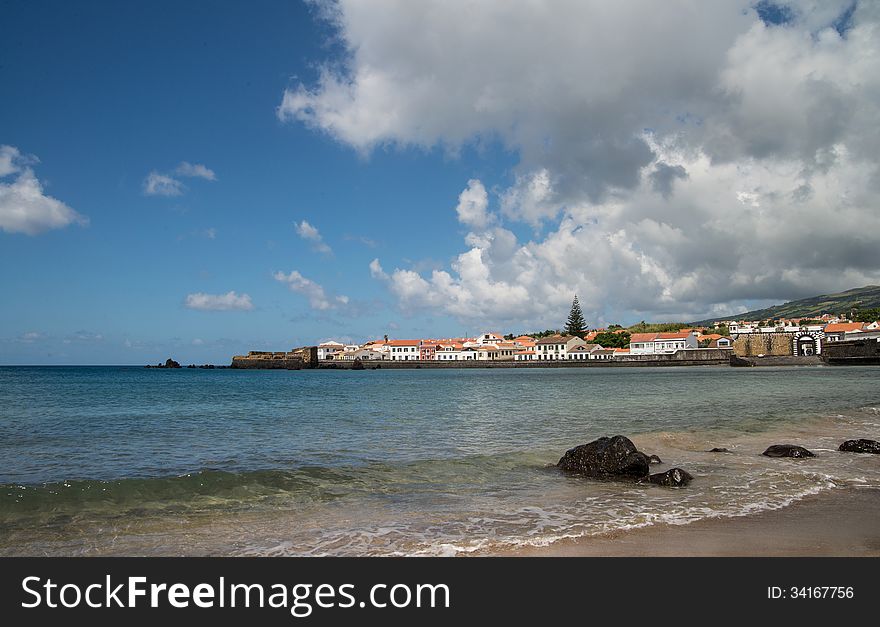 View on a bay of city Horta on Faial
