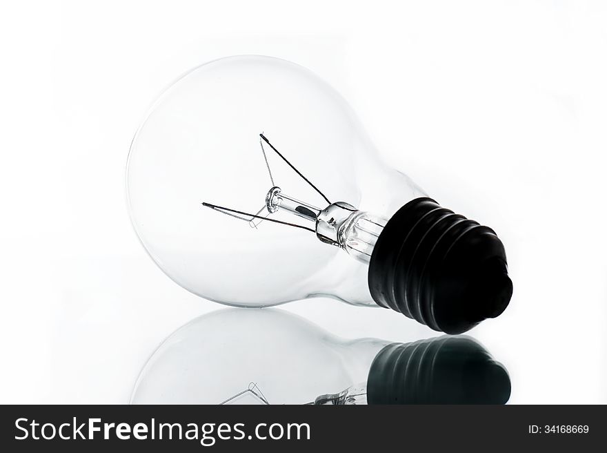 Light bulb in white background .
