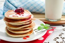 , Pancakes With Strawberry Jam Stock Photo , Pancakes With Strawberry Jam Stock Photo