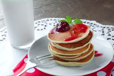 Pancakes And Milk Stock Photos Pancakes And Milk Stock Photos