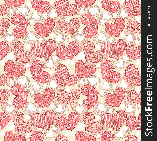 Seamless texture with hearts