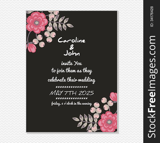 Wedding card or invitation with abstract floral background