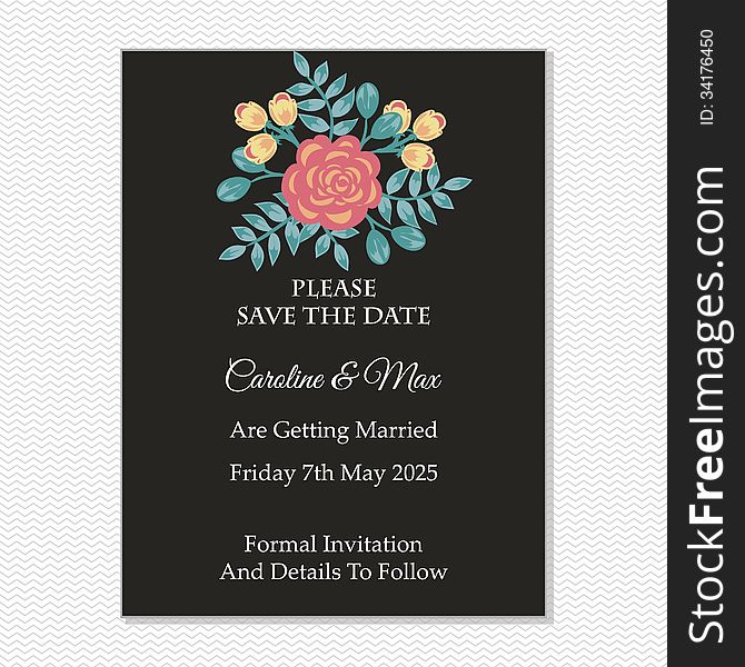 Wedding card or invitation with abstract floral background