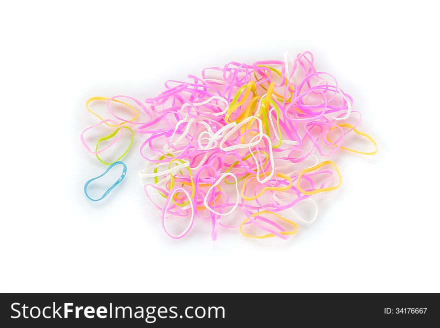 Colorful rubber band on white background. Colorful rubber band on white background.