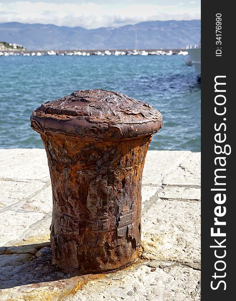 Beautiful old oxidated buoy in the harbour