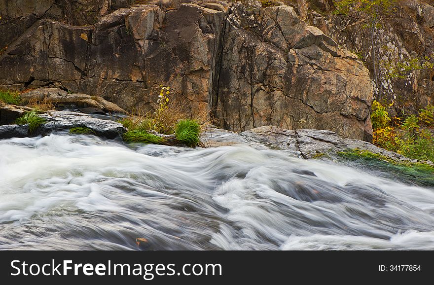 Rocky and flowing water