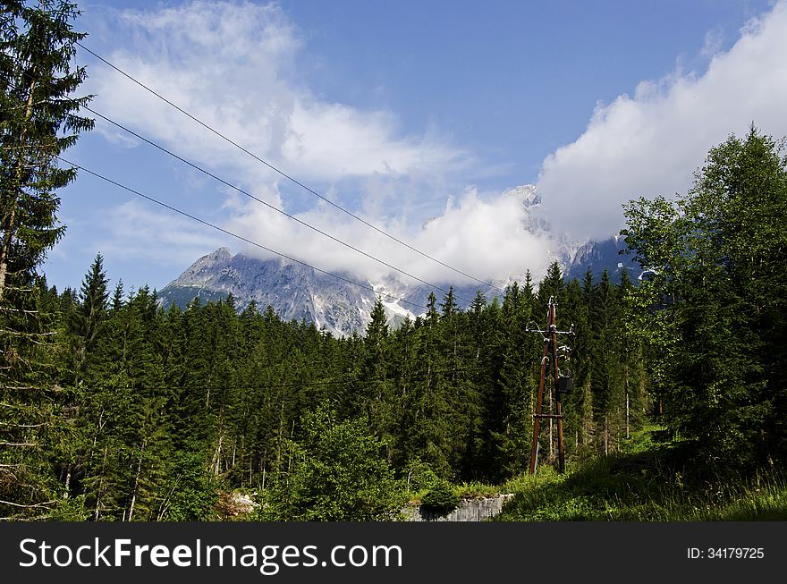 Beautiful landscap of the Alp in tirol with electric pole, austria. Beautiful landscap of the Alp in tirol with electric pole, austria