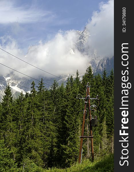 Beautiful landscap of the Alp in tirol with electric pole, austria. Beautiful landscap of the Alp in tirol with electric pole, austria