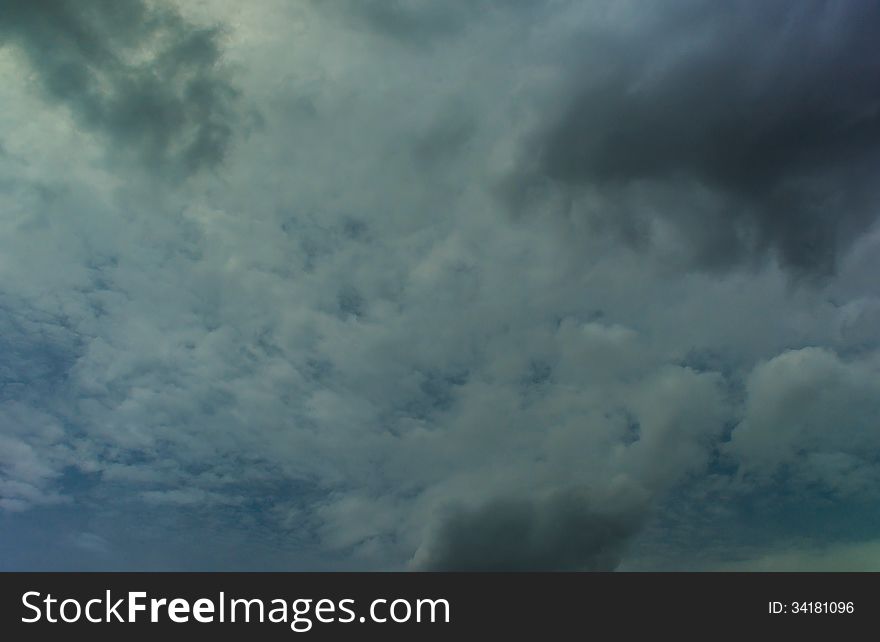 Landscape deep blue cloudy sky and rain strom background