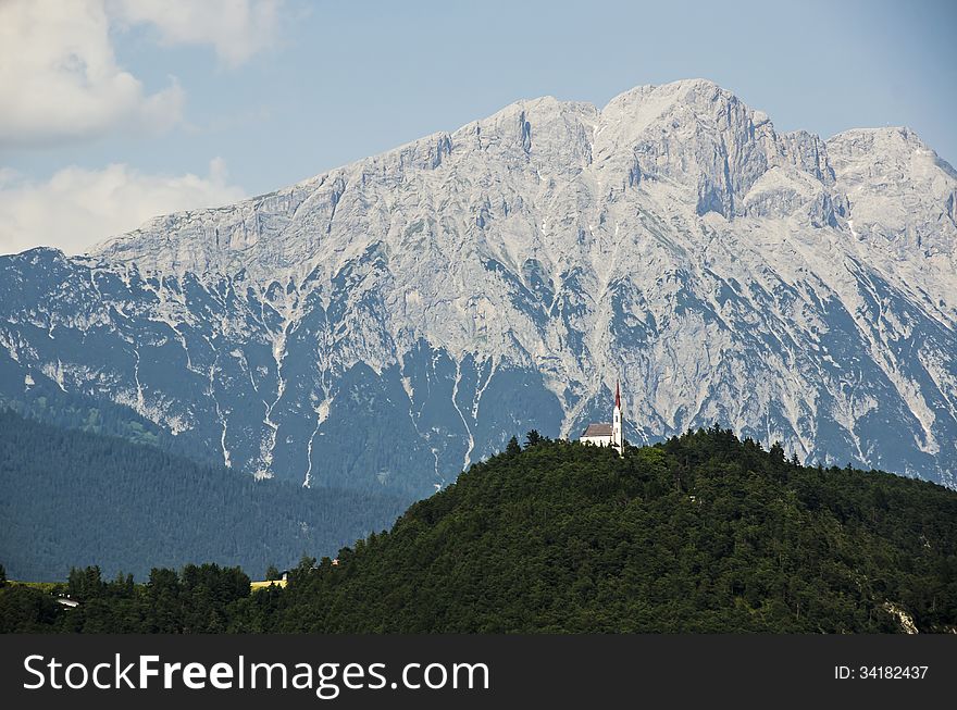 Church on the top of the mountain Austria