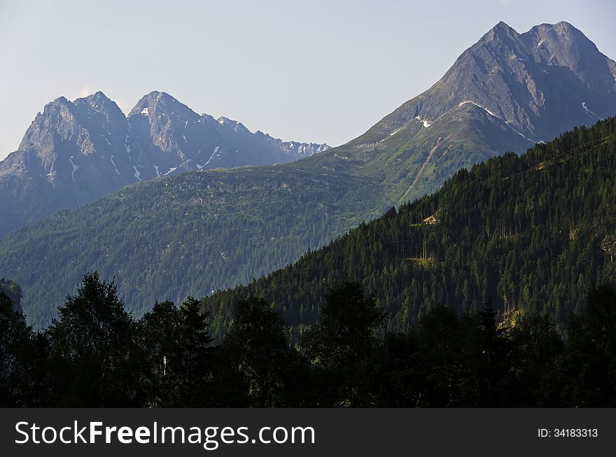 Austrian landscape of the alps mountains in the morning. Austrian landscape of the alps mountains in the morning