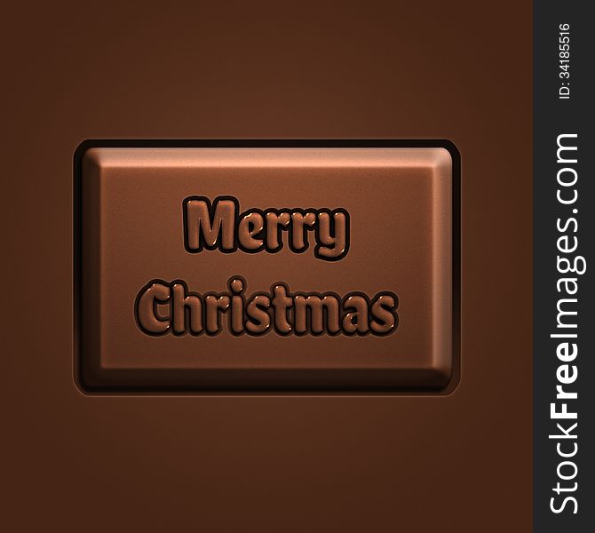 Merry Christmas invitation on piece of chocolate