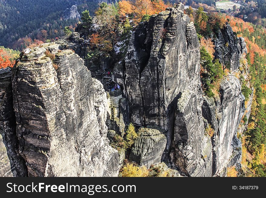 Bastei Rocks In Saxon Switzerland Germany