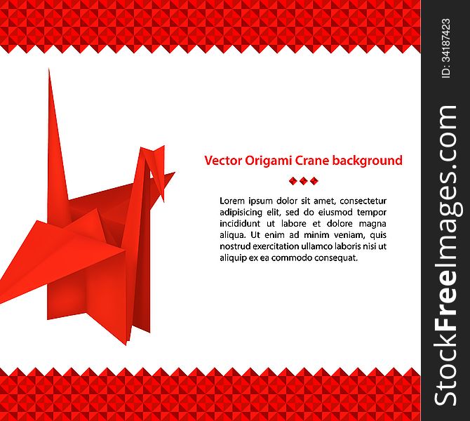Red Paper Crane Origami Bird