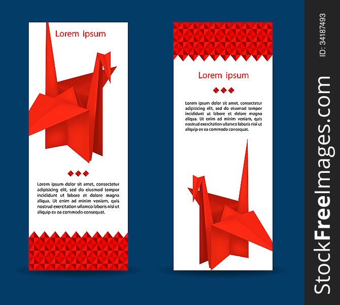 Red Paper Crane Origami Bird