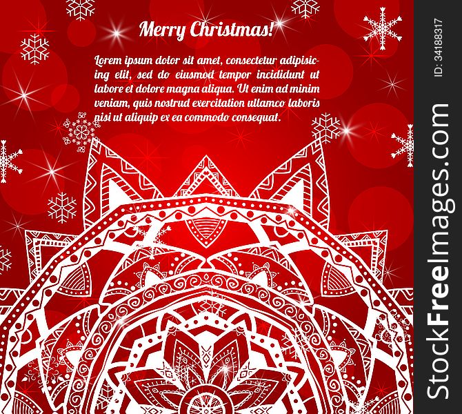 Invitation Christmas Card With Abstract Snowflakes