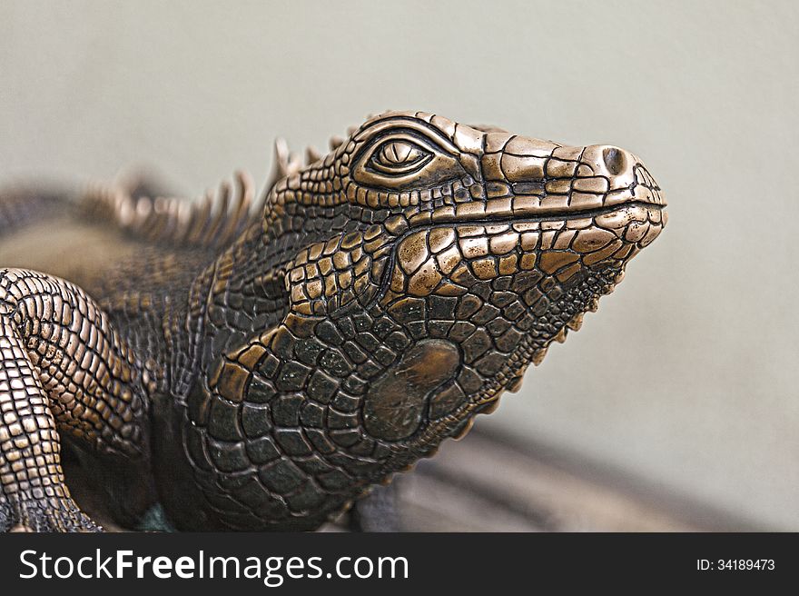 Bronze statue of a reptile. Bronze statue of a reptile