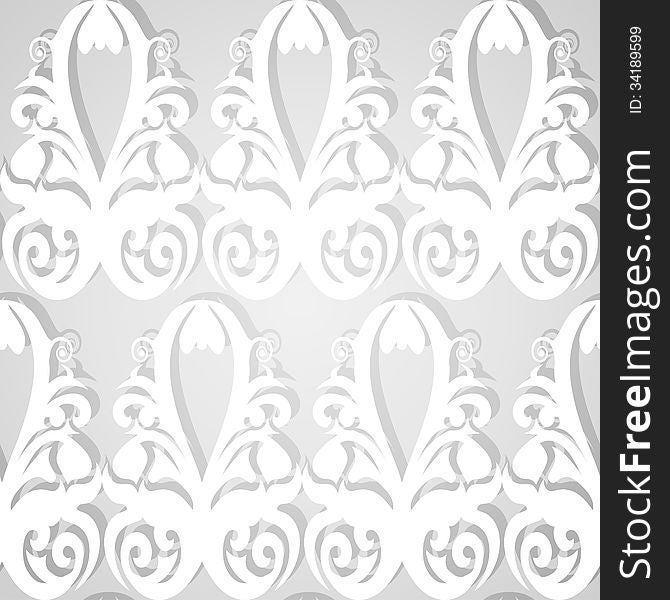 Seamless white patterned wallpaper. Vector illustration.