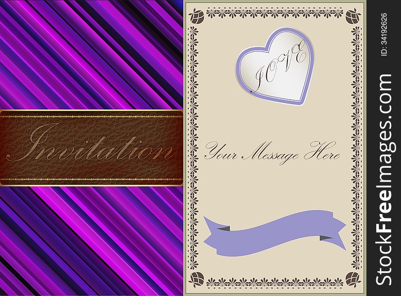 Invitation vector cards in an old-style gold and leather. Invitation vector cards in an old-style gold and leather.