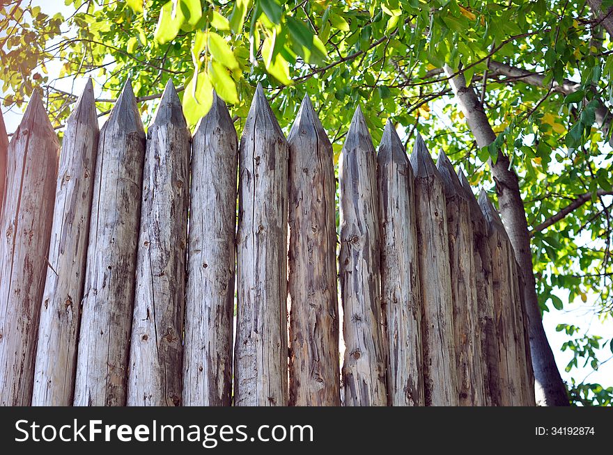 Construction detail of a wood fence. Construction detail of a wood fence