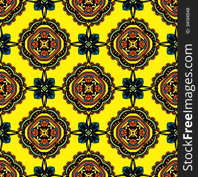 Yellow Festive Seamless textile pattern design. Yellow Festive Seamless textile pattern design